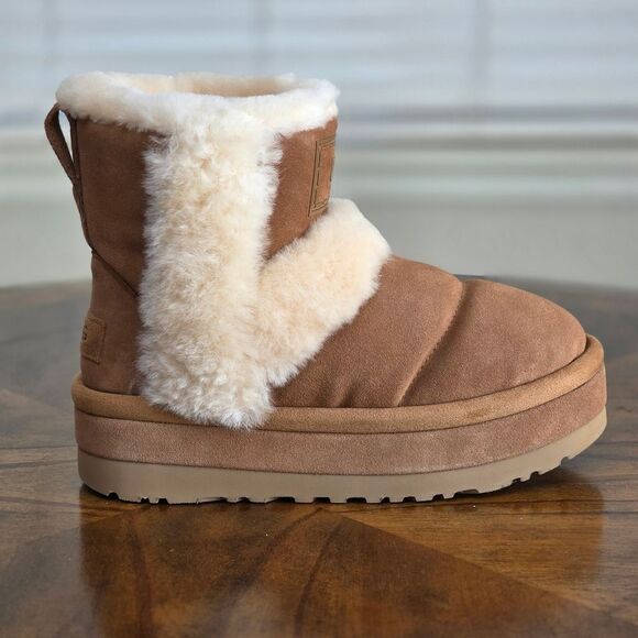 UGG Classic Chillapeak Chestnut Women's Boots Size 9 Suede Lamb Fur 1144046 New - Picture 9 of 14